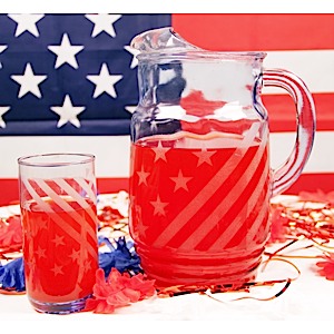 Patriotic Pitcher and Glass